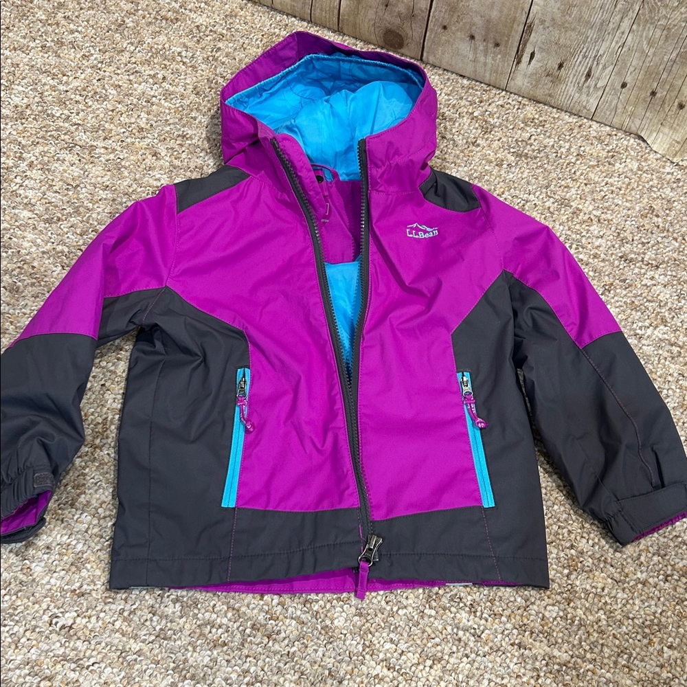 L.L. Bean 4T Wildcat 3 in 1 Purple Gray & Blue Hooded Jacket - Picture 3 of 14